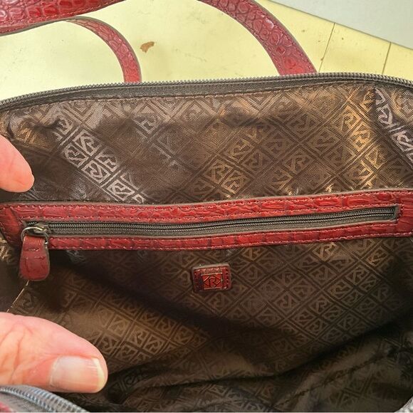 Rellic Croc Purse Burgundy Front and Back Straps With Buckles NWT - Picture 11 of 16